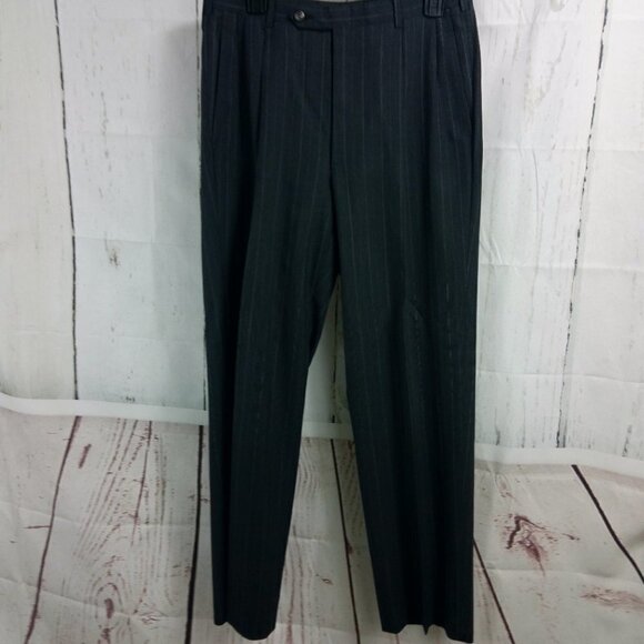 Austin Reed Regent Street Dillard's 40R Dark Gray Striped 2pc Suit 32x31 Pleated - Picture 11 of 15